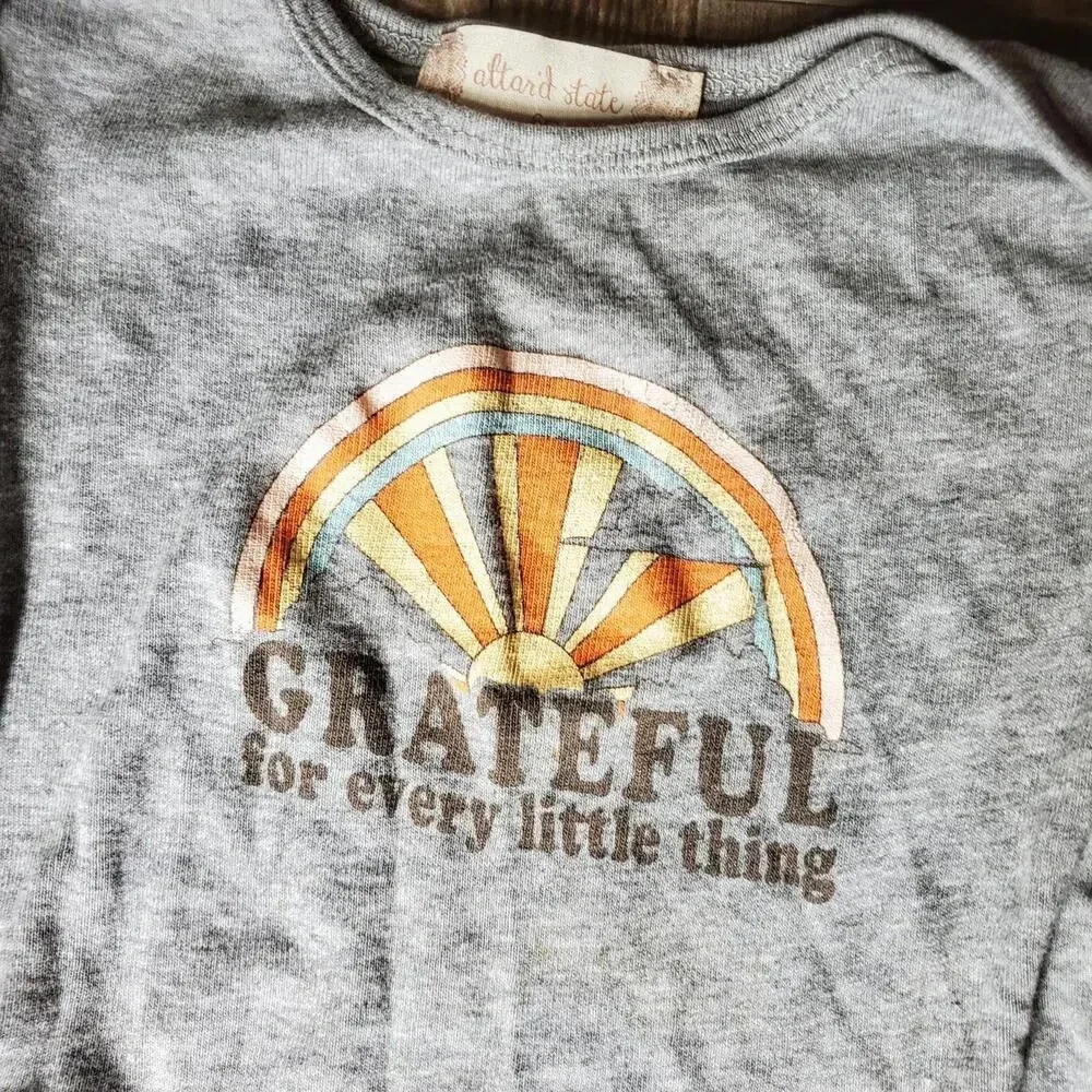 Baby Boy Casual Top Bundle - 3 Bodysuits - Gray White - Happy Camper & Grateful